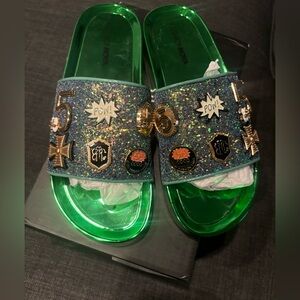 Fashion Nova You’re Kidding Right Slides Size 8 Mermaid Green